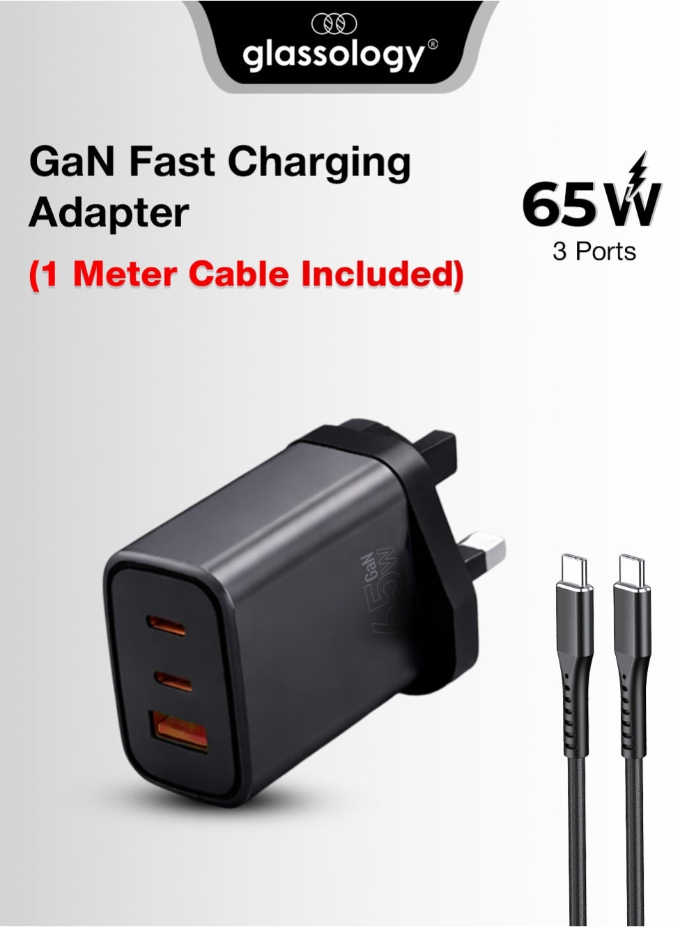 65W GaN Fast Charging Adapter with 3 Ports…