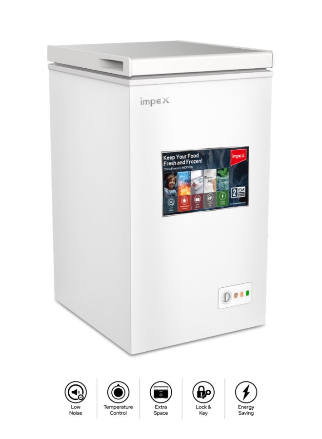 Compare 100 L Chest Freezer IMCF100C – 100L Gross92L Net Capacity, Fast Cooling Fridge Refrigerator, Lock Handle, Caster Wheels, Inside Lamp, R600a, ?–18°C, 100 L 100 W IMCF100C White at KSA Price