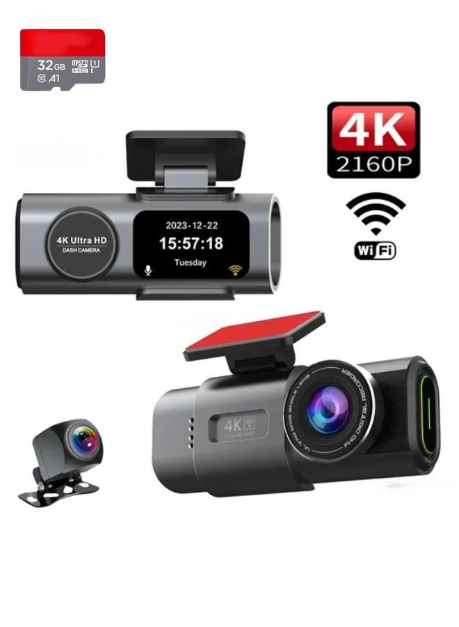 Compare Car Camera, Front & Rear 4K+1080P, Front & Rear 1440P+1440P, Dual Recording Car Camera, IR Night Vision, 24 Hours Parking Mode With 32GB Memory Card at KSA Price