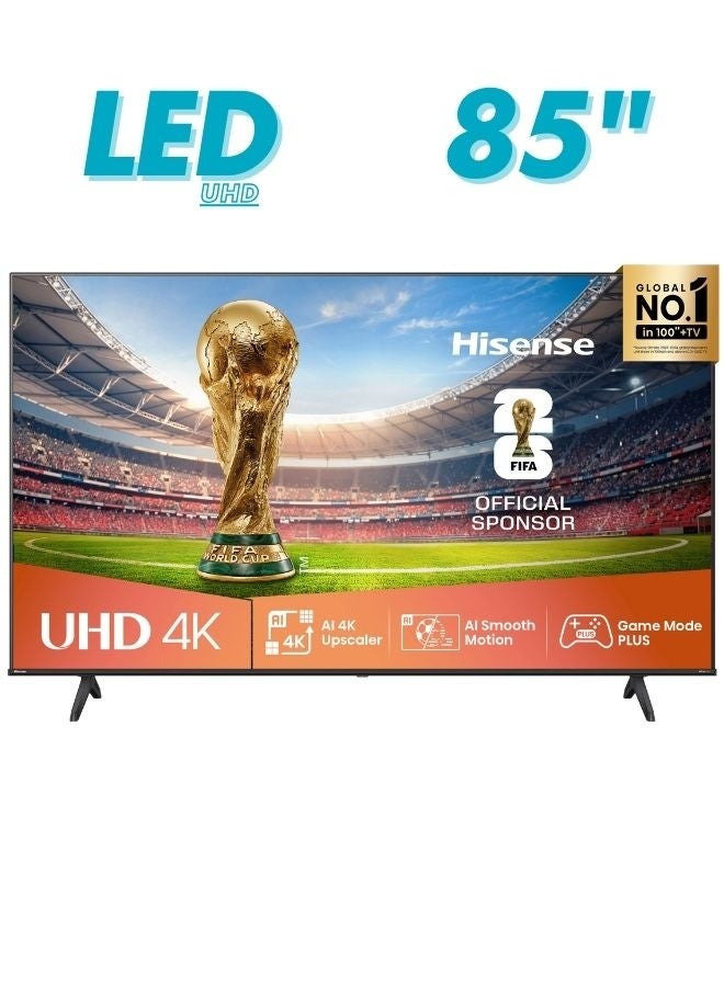 Compare Hisense 85Inch 4K UHD Smart TV – Ideal for Home Entertainment, Movies & Gaming | Dolby Vision & Audio, VIDAA OS, Game Mode, Bluetooth, HDMI, WiFi 85A62QS  2025 Model 85A62QS Black at KSA Price
