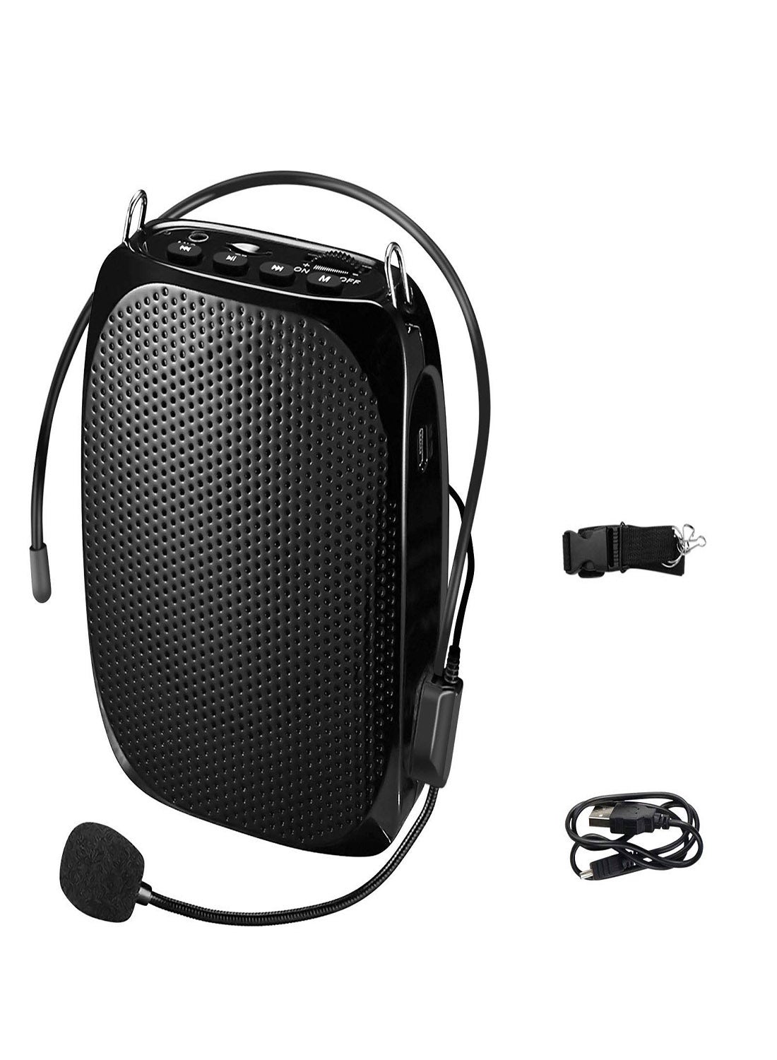 Compare Wireless Voice Amplifier, Portable Mini Voice Amplifier with Wired Microphone Headset Waistband, Supports MP3 Format Audio for Teachers, Singing, Coaches, Training, Presentation, Tour Guide at KSA Price