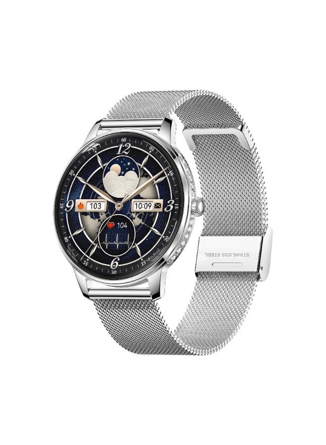Compare GTAB GLR4 Women’s Smartwatch 1.19 AMOLED Screen, Bluetooth Calling, NFC, Fitness Tracker, Health Monitoring, Notification Alerts, Waterproof Ladies Smart Watch, Smartwatch for Girls – Silver at KSA Price