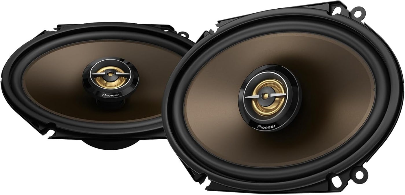 Compare Pioneer ASeries MAX TSA683FH 2Way Coaxial Car Audio Speakers Full Range Clear Sound Quality Easy Installation and Enhanced Bass Response Full Gold Colored 6 x 8 Oval Speakers at KSA Price