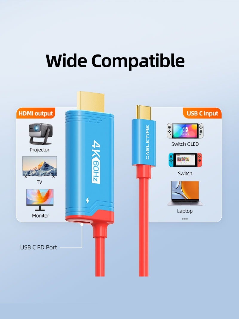 CABLETIME 4K60HZ USB C TO HDMI ADAPTER CABLE…