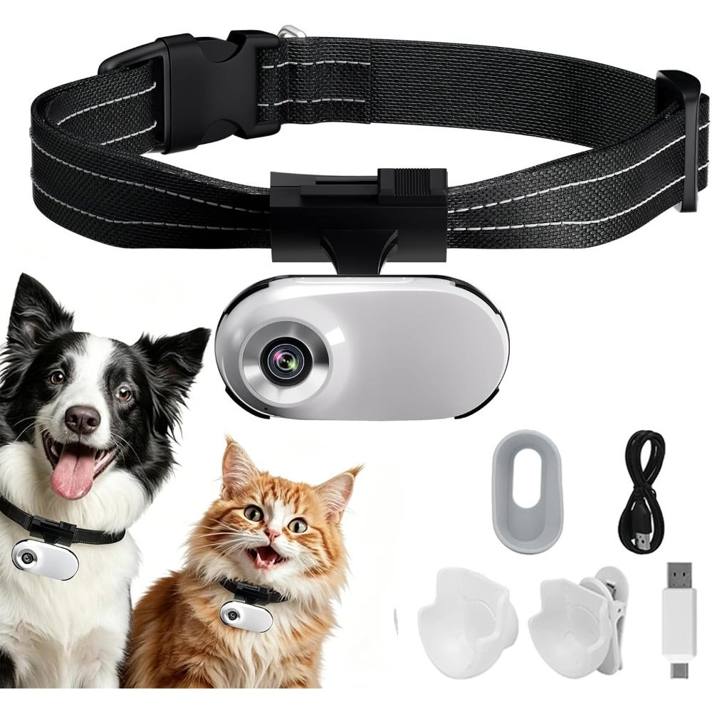 Compare HD 1080P Cat Camera Collar with Video Recording, Mini Wireless Sports Camera, Small Action Cameras, Body Camera for Pet Supplies, Items for at KSA Price