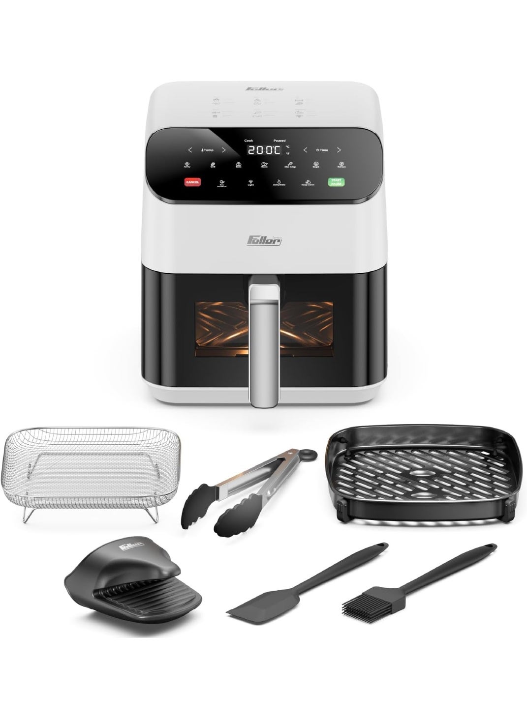 Compare Feller Germany Air Fryer 1600 W, Large 5.5L Cap., XcycloneTech, 4x NonStick Ceramic Coating,10 Cooking Functions, Touch Panel, CoolTouch+Interior Lightning, AFR550 White at KSA Price
