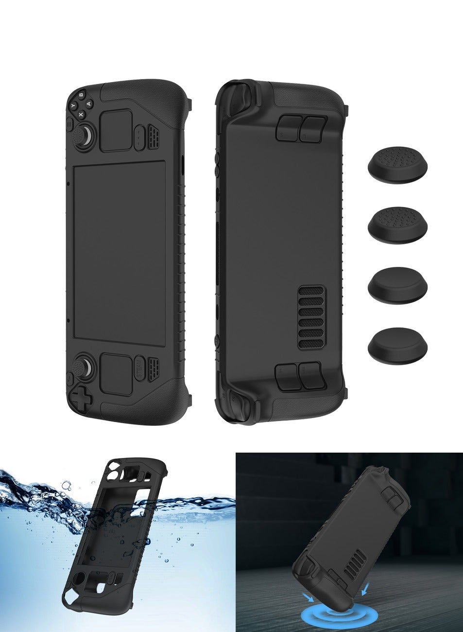 Compare Steam Deck Stand Case, Thickened Silicone Accessory Protector, Soft Cover Leather Case with 2 Pairs of Thumb Grips, Valve Stream Deck Slip & Dust Resistant Complete Protection Kit at KSA Price