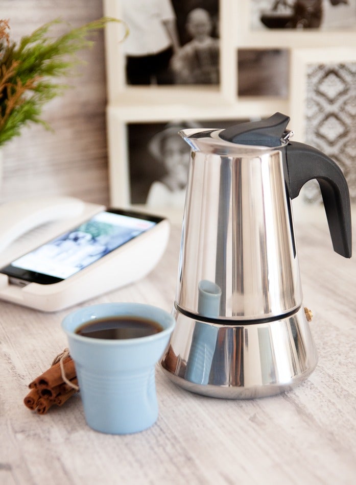 Compare Stovetop Espresso Maker, Moka Pot, Italian Coffee Maker, Coffee Percolator, Stainless Steel Moca Pots, 6 Cup Coffee Maker 10oz  300Ml at KSA Price