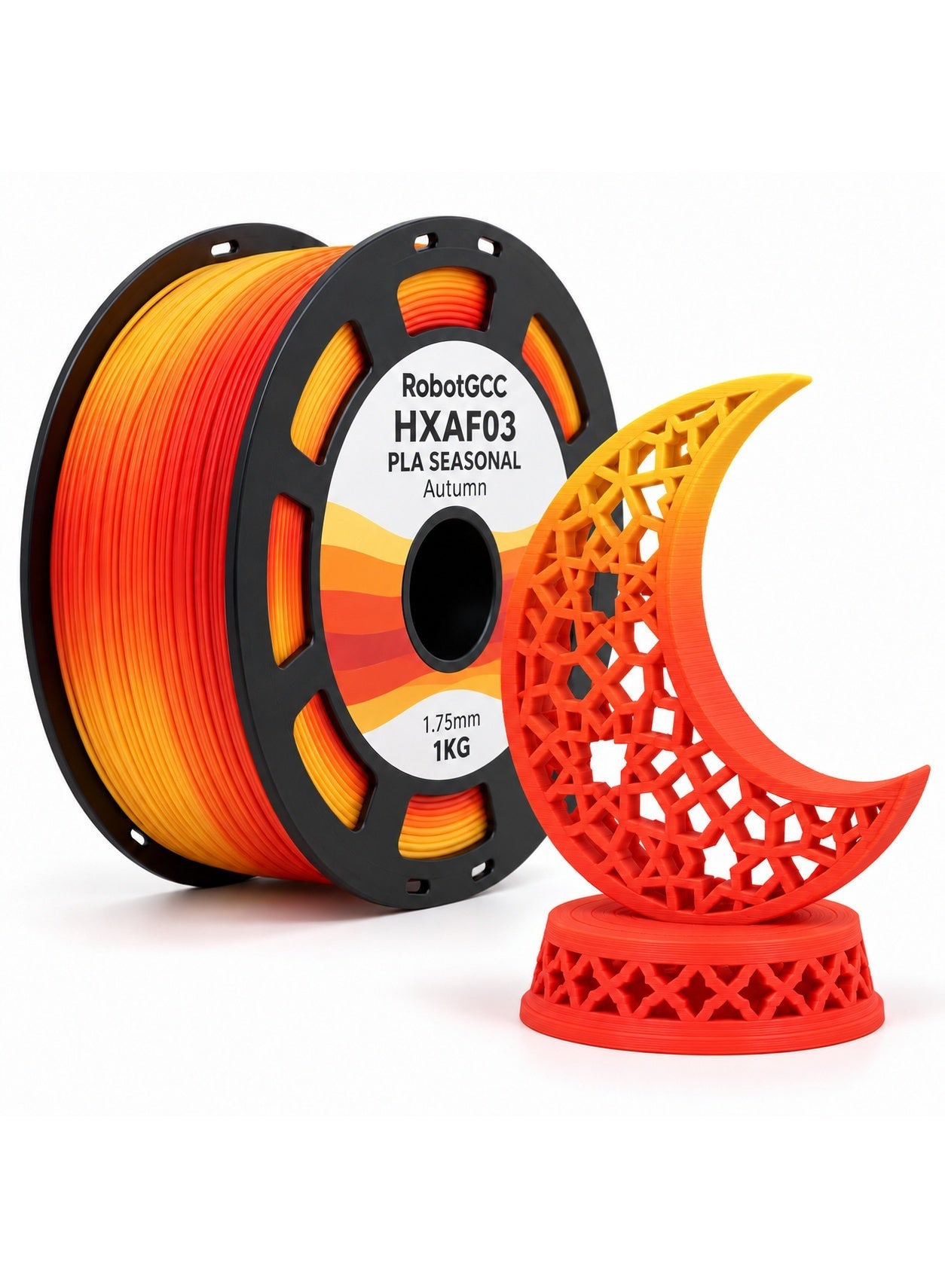 Compare RobotGCC PLA Autumn Orange Yellow Gradient 3D Printer Filament 1.75mm 1KG, Warm Seasonal Color Transition, Smooth Extrusion, Low Warping for FDM 3D Printers and Decorations at KSA Price