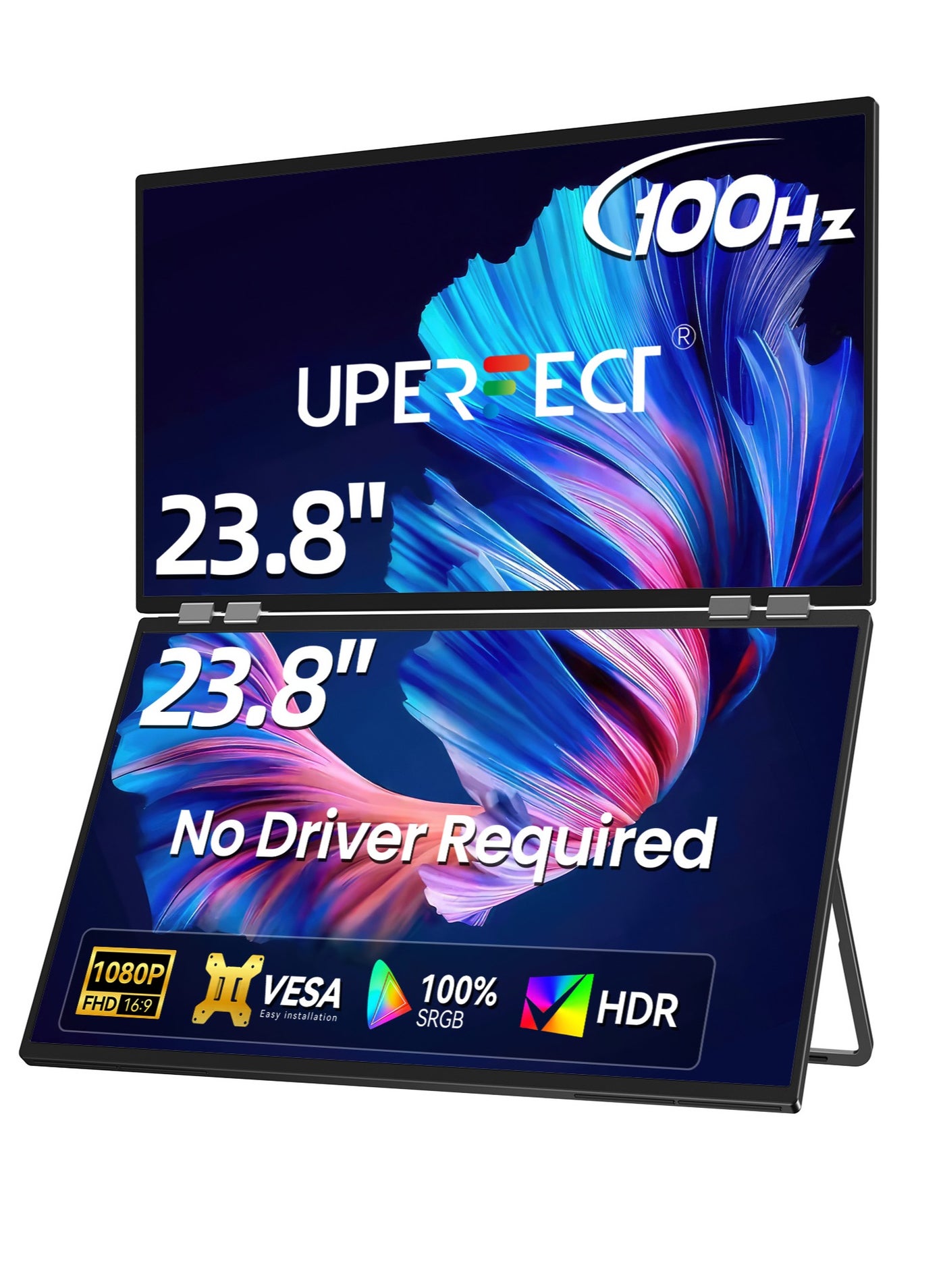 Compare UPERFECT 23.8 Inch Dual Portable Monitor 1920*1080P FHD Display USB C Mini HDMI for Laptop PC Smartphone XBO Switch PS45, Metal Body, Portable Screen VESA Mountable at KSA Price