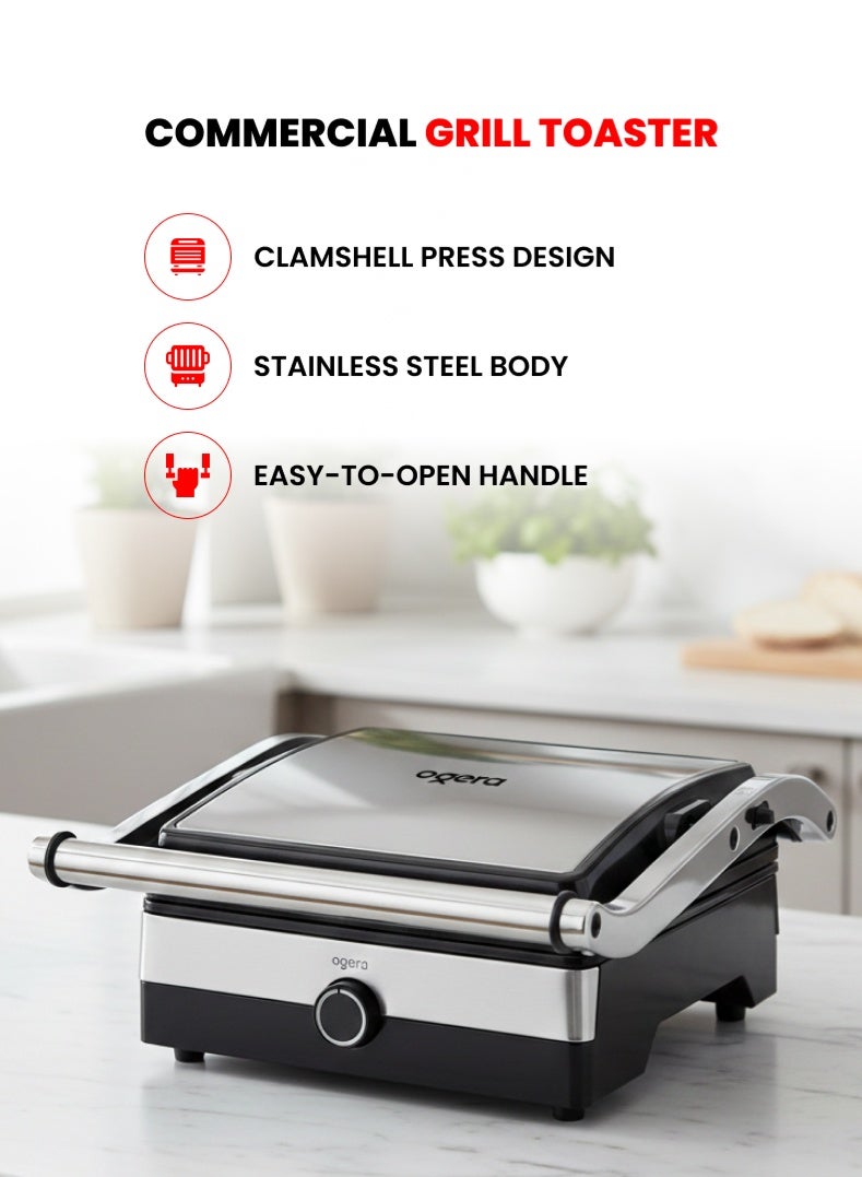 Ogera Commercial Grill Toaster 2000W | Clamshell Press…