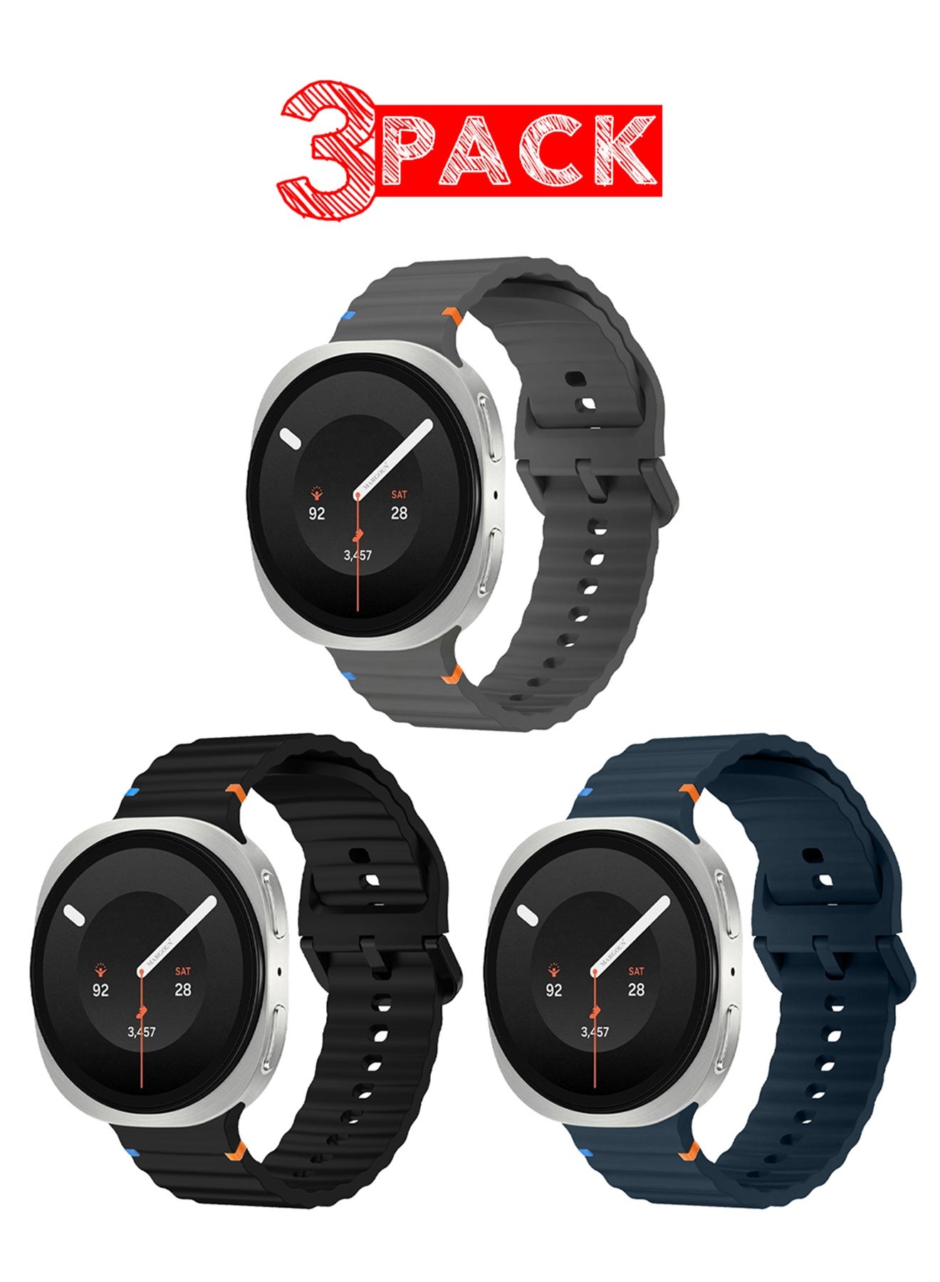 3 PACK Silicone Ocean Band Compatible with Samsung…