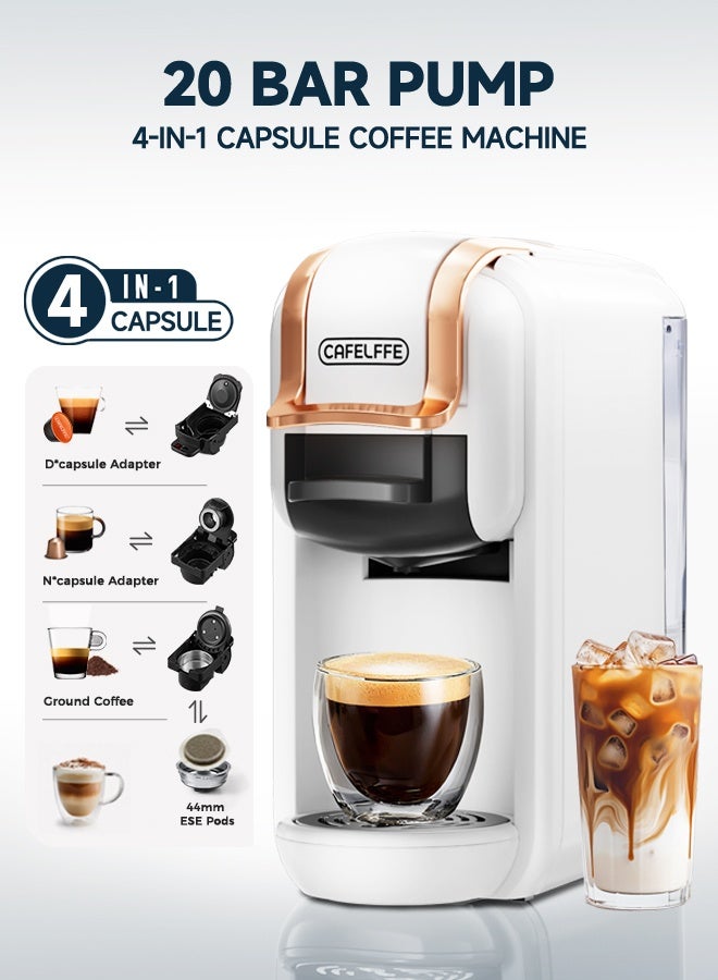 Compare Espresso Coffee Machine 19Bar Hot Cold Coffee Maker For D Series Large Capsule and N Series Small Capsule, ESE Pods And Coffee Powder 1450W 600ML White at KSA Price