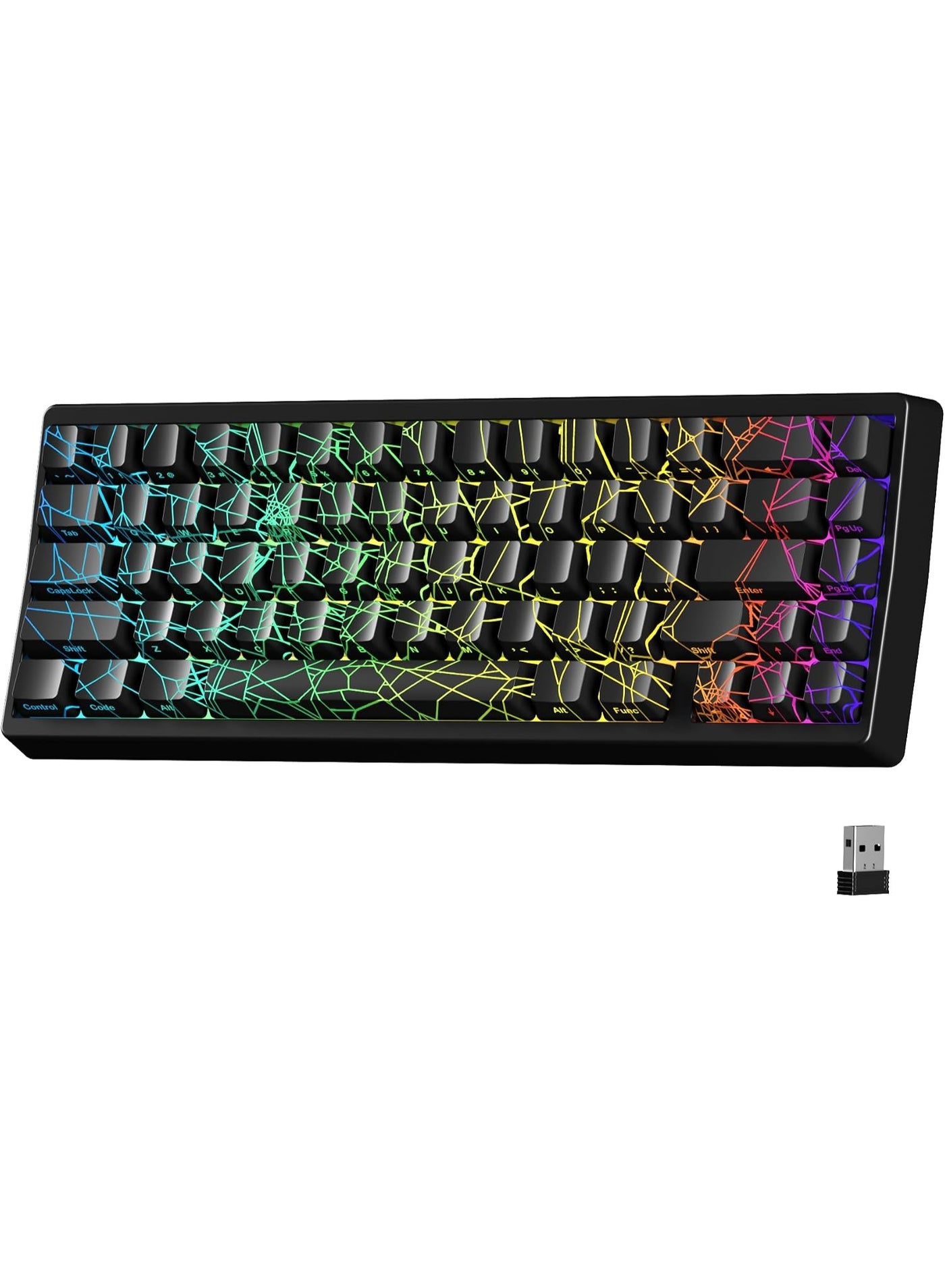 Compare HITIME XVX M67 67 Keys TriMode RGB HotSwappable Mechanical Gaming Keyboard – Black Spider Web at KSA Price