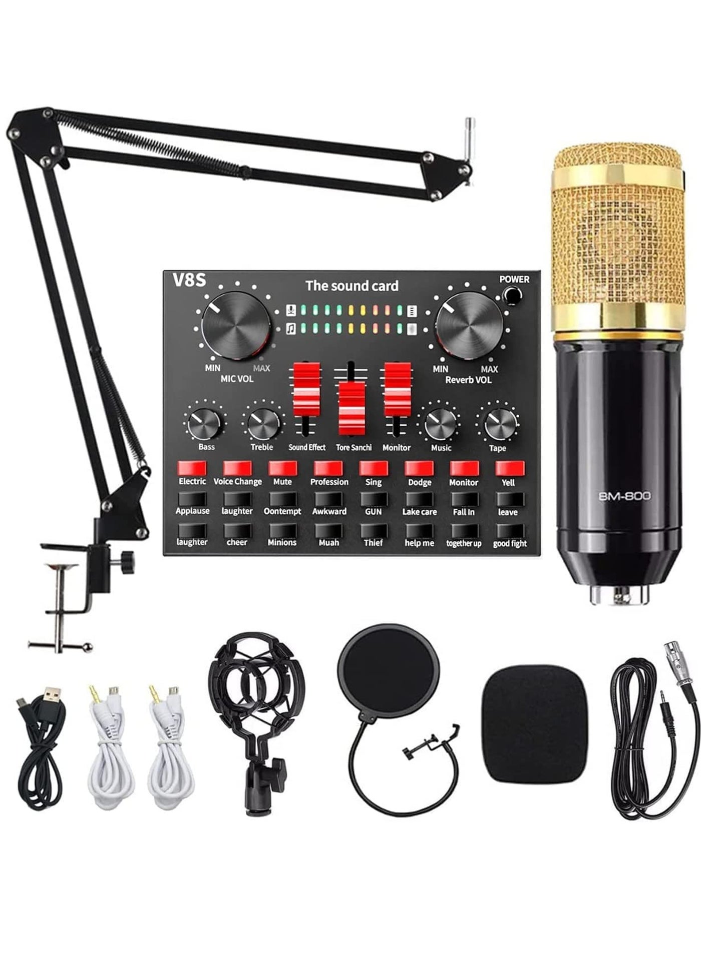 Podcast Condenser Microphone Bundle with v8s Sound…