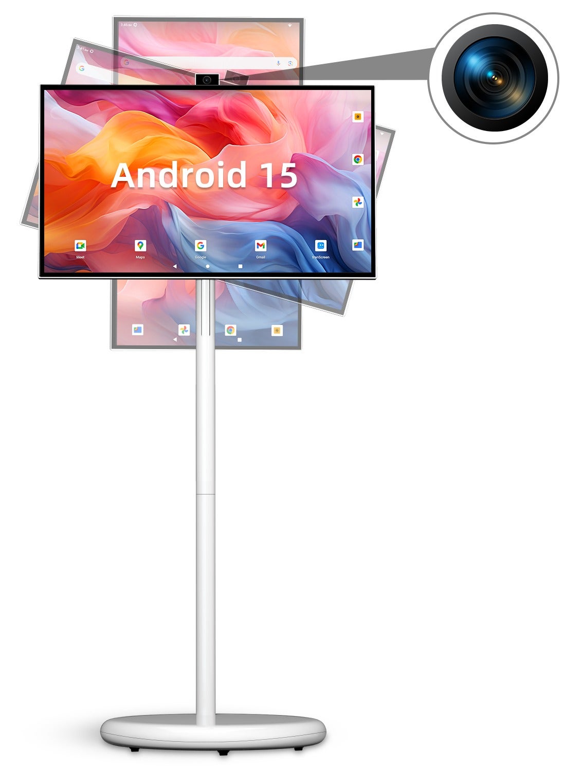 Compare 27 Inch Rolling Smart TV with 1080P Touch Screen, Android 15 OS, MTK 8core CPU, 6G+128G Storage, 8MP Camera, 46H Battery, Rotatable Display for HomeOfficeOutdoor, Arabic & Google Play at KSA Price