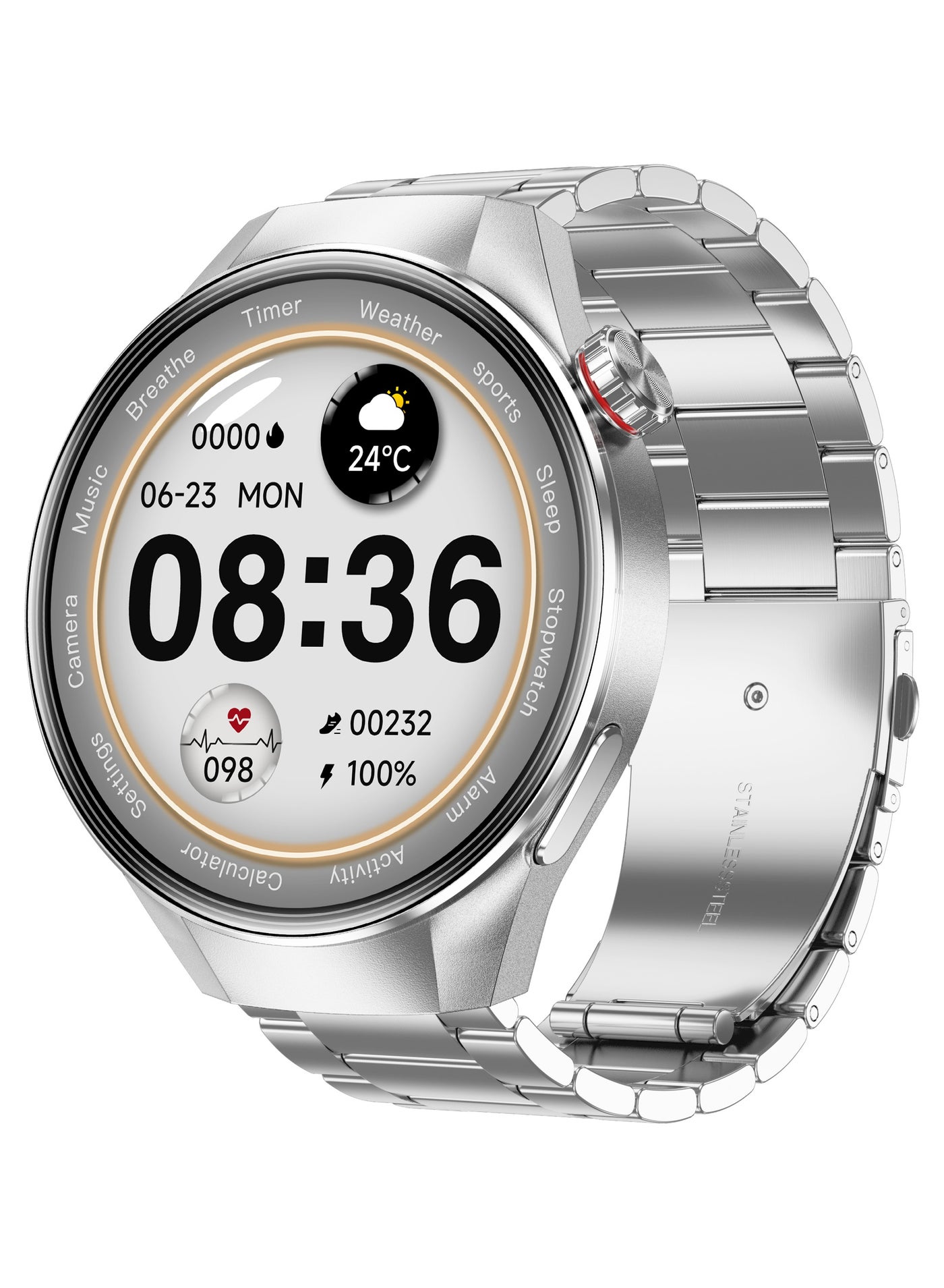 Compare Mens Smart Watch, 1.75Inch HD Screen,400mAh  Large Capacity Battery, IP67 Waterproof, Bluetooth Calls, GPS Tracking, Fashion Business SmartWatch, G5PLUS Steel Band Silver at KSA Price