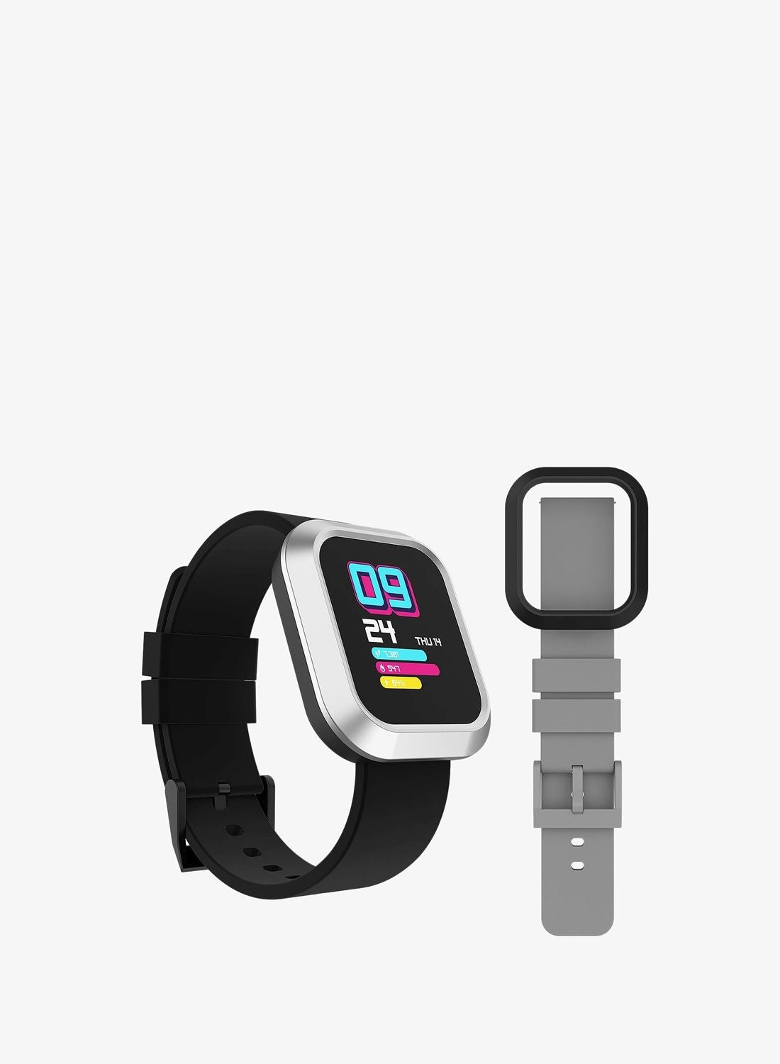 Compare iTouch Unisex Interactive Flex Watch SilverBlack with Interchangeable Silicone Strap, TF413AB02 at KSA Price
