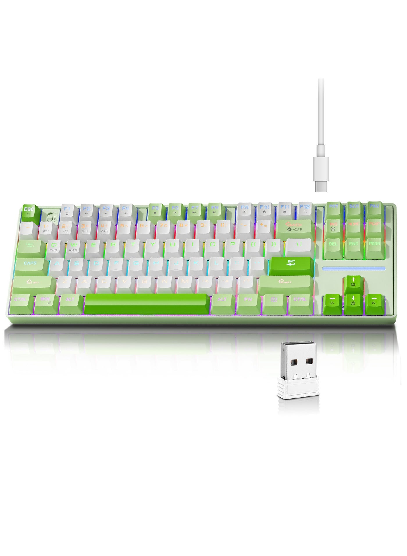 MK87 Gaming Keyboard, 87-Key Tri-Mode Link, 5.0/2.4G…
