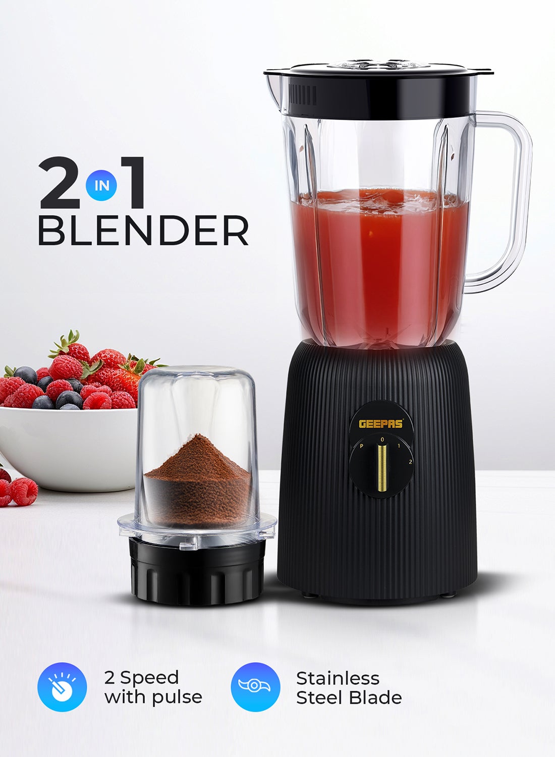 2-in-1 Blender- 650 W, with 2 Speed Setting…