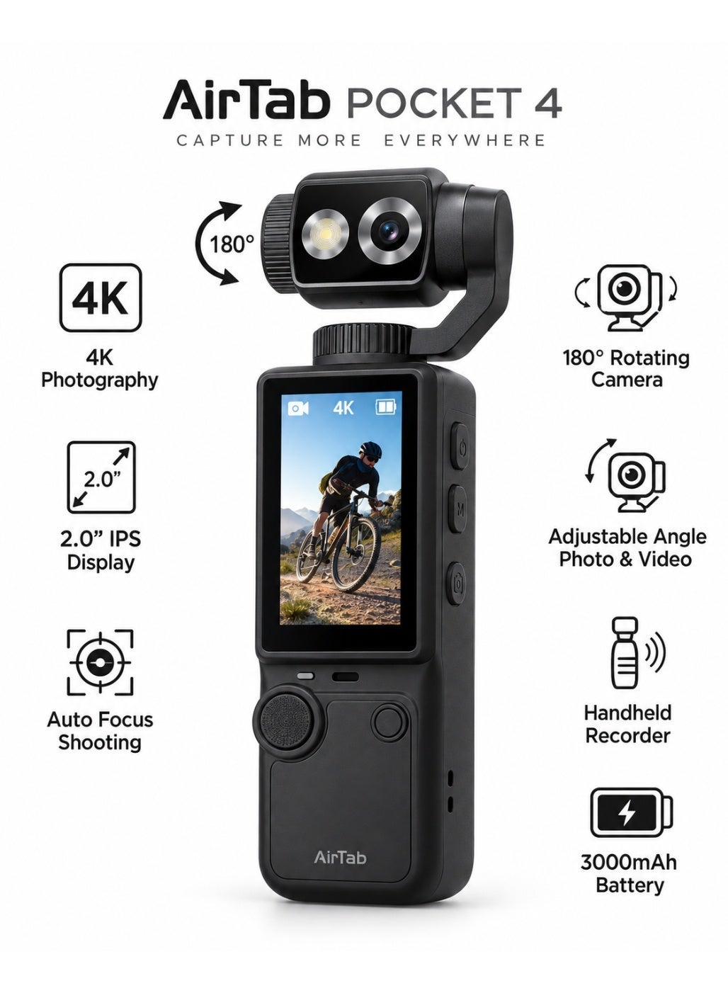 Pocket 4 Portable 4K Vlogging Camera, 180° Rotating…