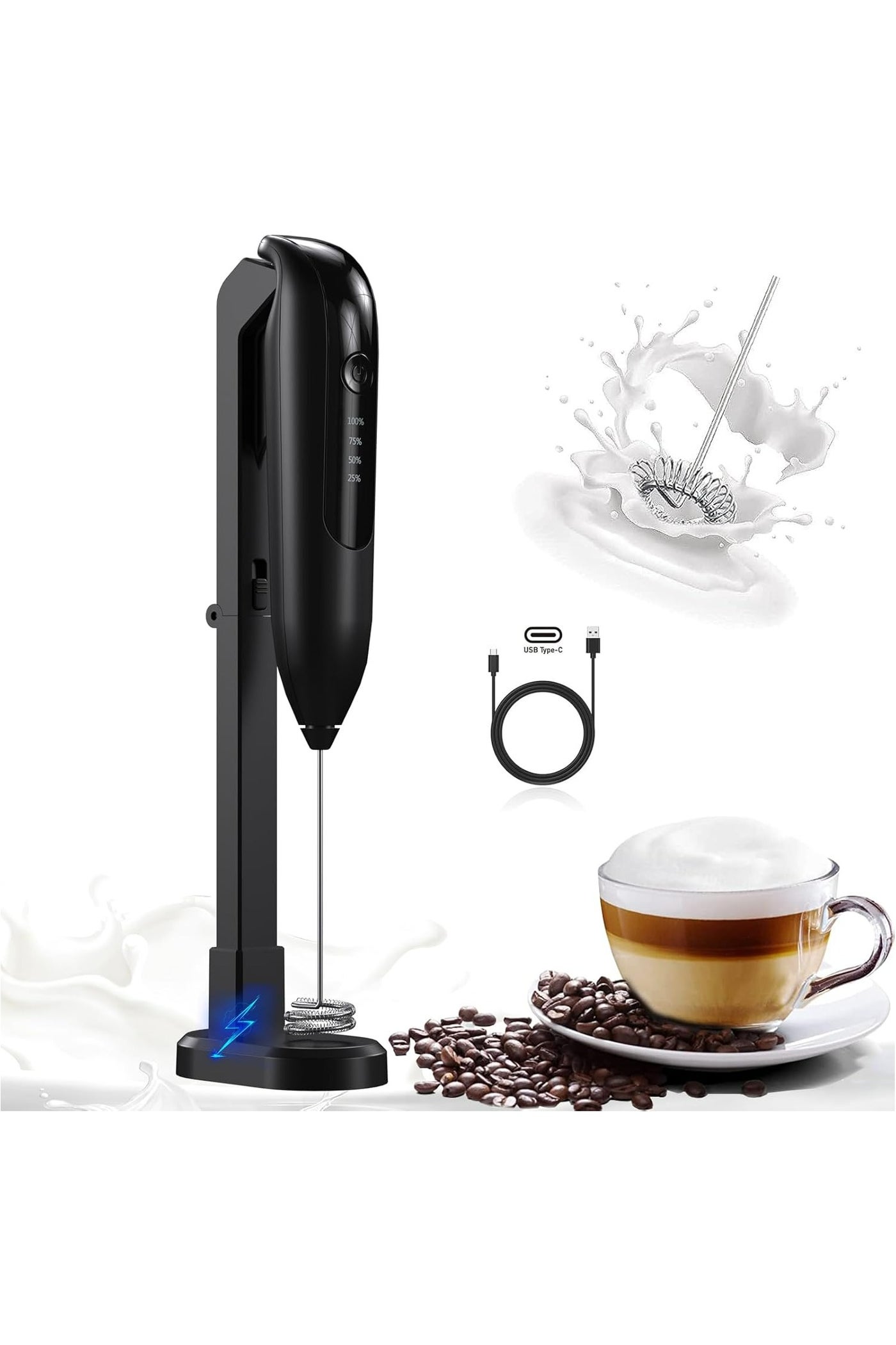 Electric Handheld Milk Frother, 1200mAh Rechargeable…
