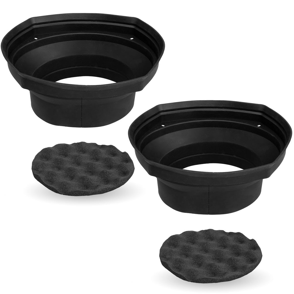 Compare NVX XBAF68 2 Piece Universal 6 x8 and 5x7 Silicone Rubber Speaker Baffles with Self Adhesive Foam Base Pad at KSA Price