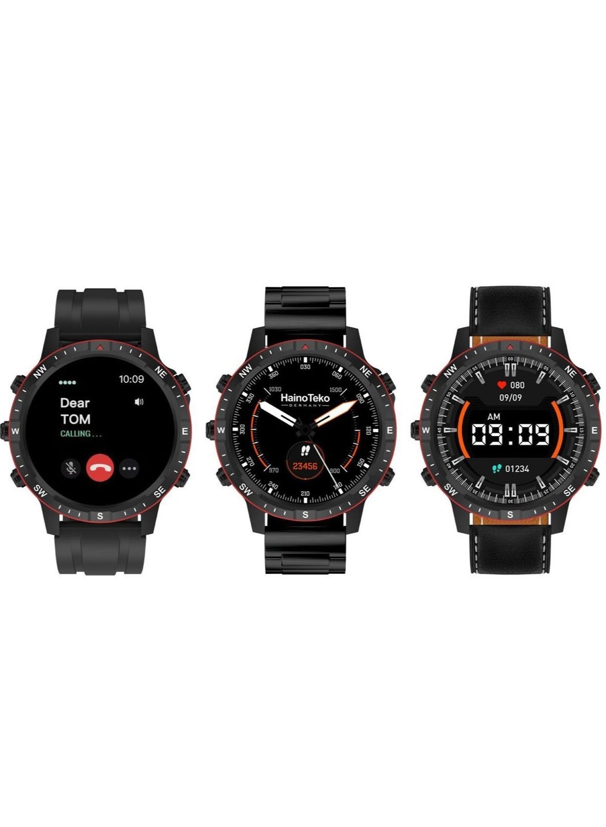 Compare Smart RW49 Round Shape AMOLED Display Smart Watch With 3 Pair Strap and Wireless Charger for Gents and BoysBlack at KSA Price