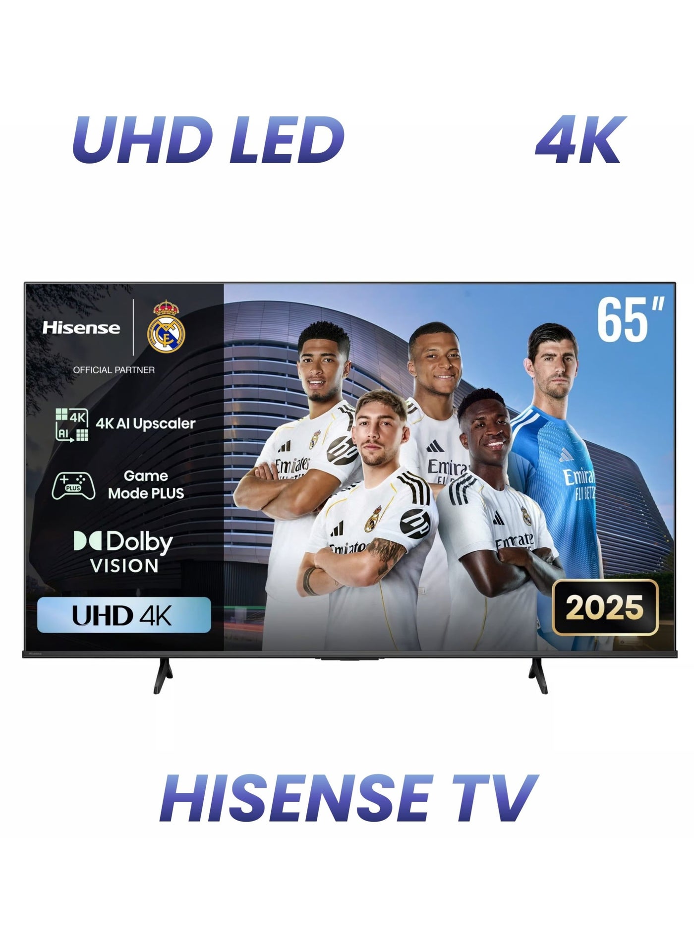 Compare 65Inch A6Q UHD 4K 60Hz Smart TV for Home Entertainment & Living Room | Hisense UHD VIDAA Smart TV, HDMI, USB, WiFi, BT, HLG, 4K AI Upscaler, Dolby Vision & Audio, Game Bar, Voice Control | 2025 UHD Model at KSA Price