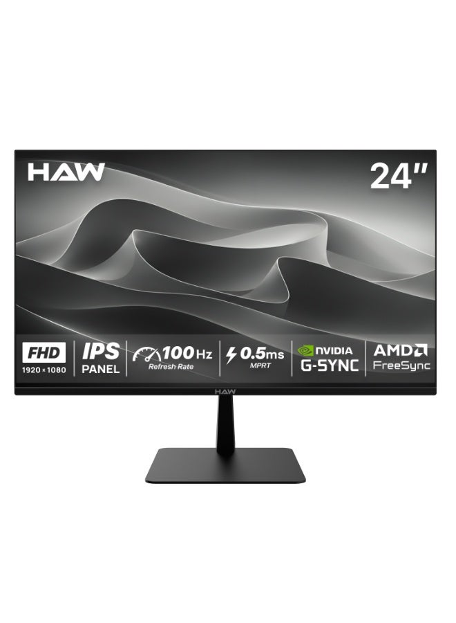 Compare HAW F24IPX 24Inch Gaming Monitor, FHD 1080p IPS Display, 100Hz Refresh Rate, 0.5ms MPRT, HDMI 2.1 Supported, GSync & FreeSync Compatible, Builtin Speakers, Flat Screen, PC & Console Gaming Monitor – Black at KSA Price