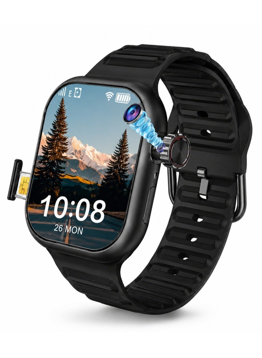 Compare C95 5G Smart Watch 2.2 Inch HD Touchscreen 360° Rotating Camera SIM Card Support Digital Smartwatch with Large Display for Men Women Black at KSA Price