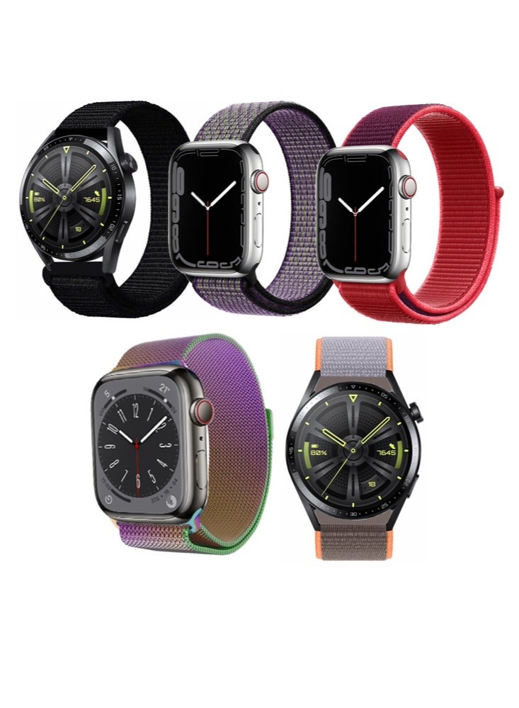 Compare 5pcs Watchband Bundle Compatible with all Samsung, Huawei, Amazfit, Fitbit and Honor with 22mm band size at KSA Price