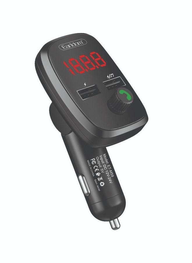 Compare EARLDOM  m59  Bluetooth Car Kit Wireless HandsFree FM Transmitter , MP3 Player With Dual 2.4 A USB Charging , Support USBSDin And  BT Radio Receiver  , USB Charger , Calling , Multifunction Mp3 at KSA Price