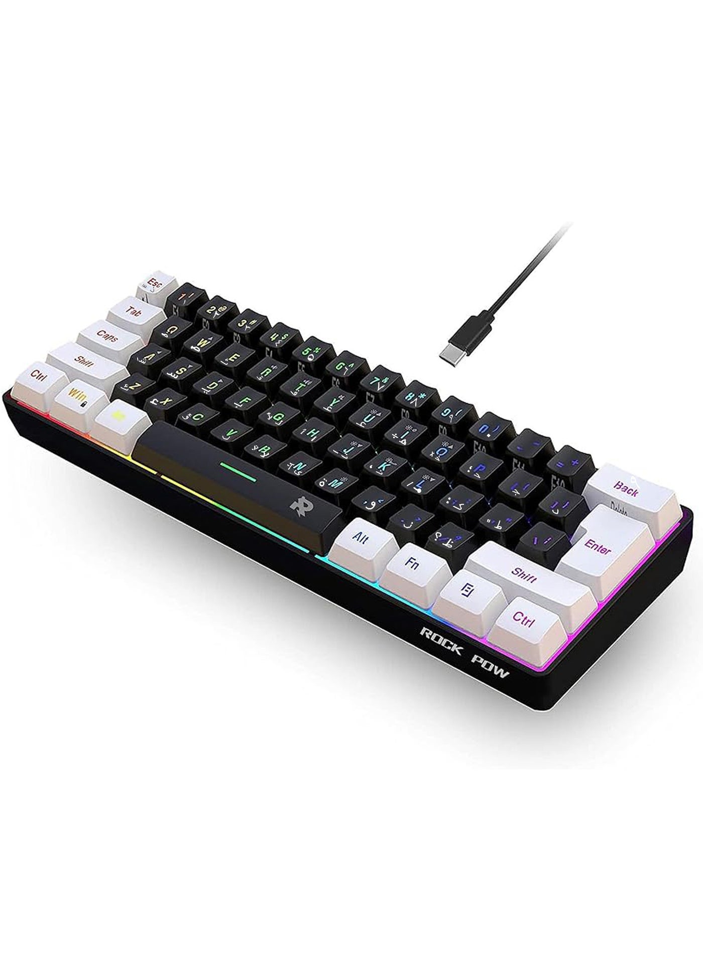 ROCK POW Arabic English 60% Wired Gaming Keyboard…