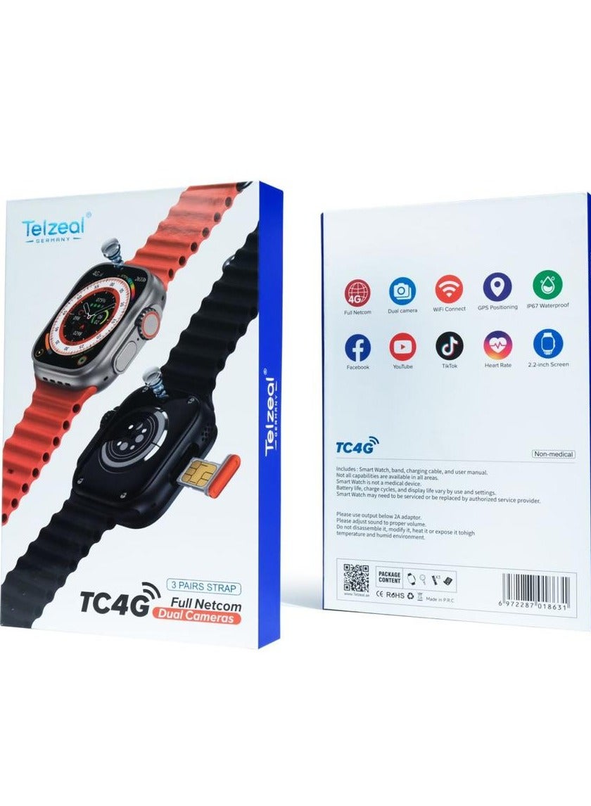 Compare Telzeal TC4G Smart Watch – 2.2 Big Screen, 4G Full Netcom, Dual Cameras, GPS, WiFi, IP67 Waterproof at KSA Price
