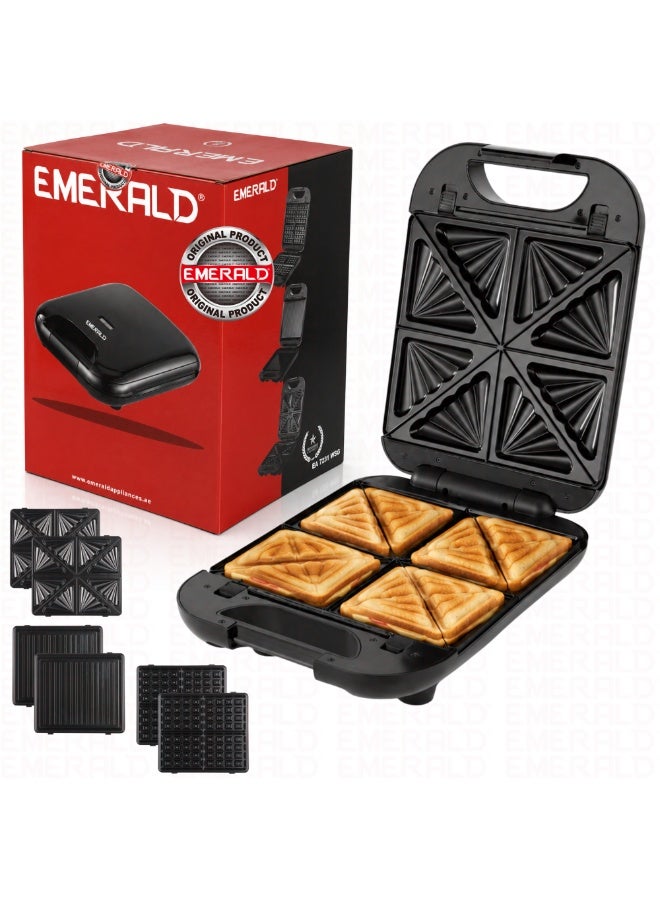 Compare EMERALD 1200W Sandwich Maker 4 Slot NonStick 3in1 Interchangeable Sandwich, Grill And Waffle Maker | Ready to Cook Lights For Quick and Easy Cooking & Heating. EK 7231 WSG at KSA Price