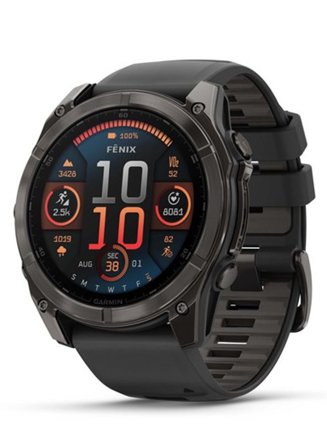 Compare Fenix 8  51MM  Up To 29 Days Battery Life  1.4inch Amoled Display, Scratch Resistant, Sapphire Crystal, Heart Rate Monitor, All Day Stress Monitor, Offline Voice Command, Calling Features, Super Bright LED Flashlight, iOS and Android Compatible Carbon Gray at KSA Price