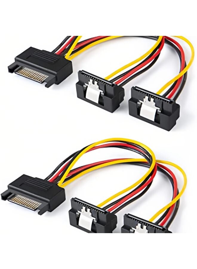 Compare 2PCS SATA Power Cable 6Inch SATA 15 Pin Male to 2xSATA 15 Pin Down Angle Female Power Splitter Cable at KSA Price