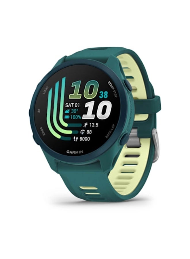 Compare Forerunner 170 MUSIC  43mm  Teal GreenCitron  Up to 10 Days of Battery Life  1.2” AMOLED Display, Chemicallystrengthened glass, Heart Rate Monitor, All day stress monitor, Gps tracking, Music on your Wrist, iOS and Android compatible Teal GreenCitron at KSA Price