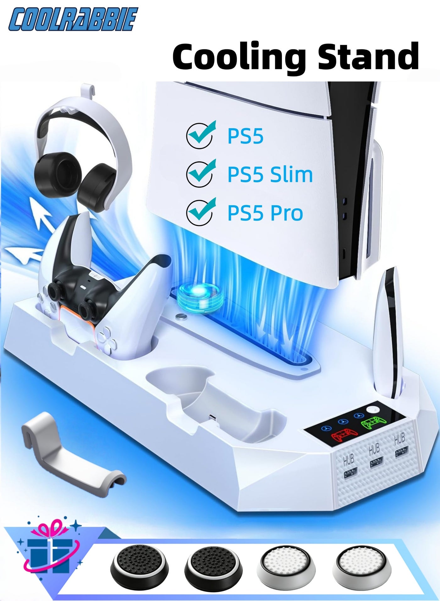 Vertical Cooling Stand for PS5/PS5 Slim/PS5 Pro…