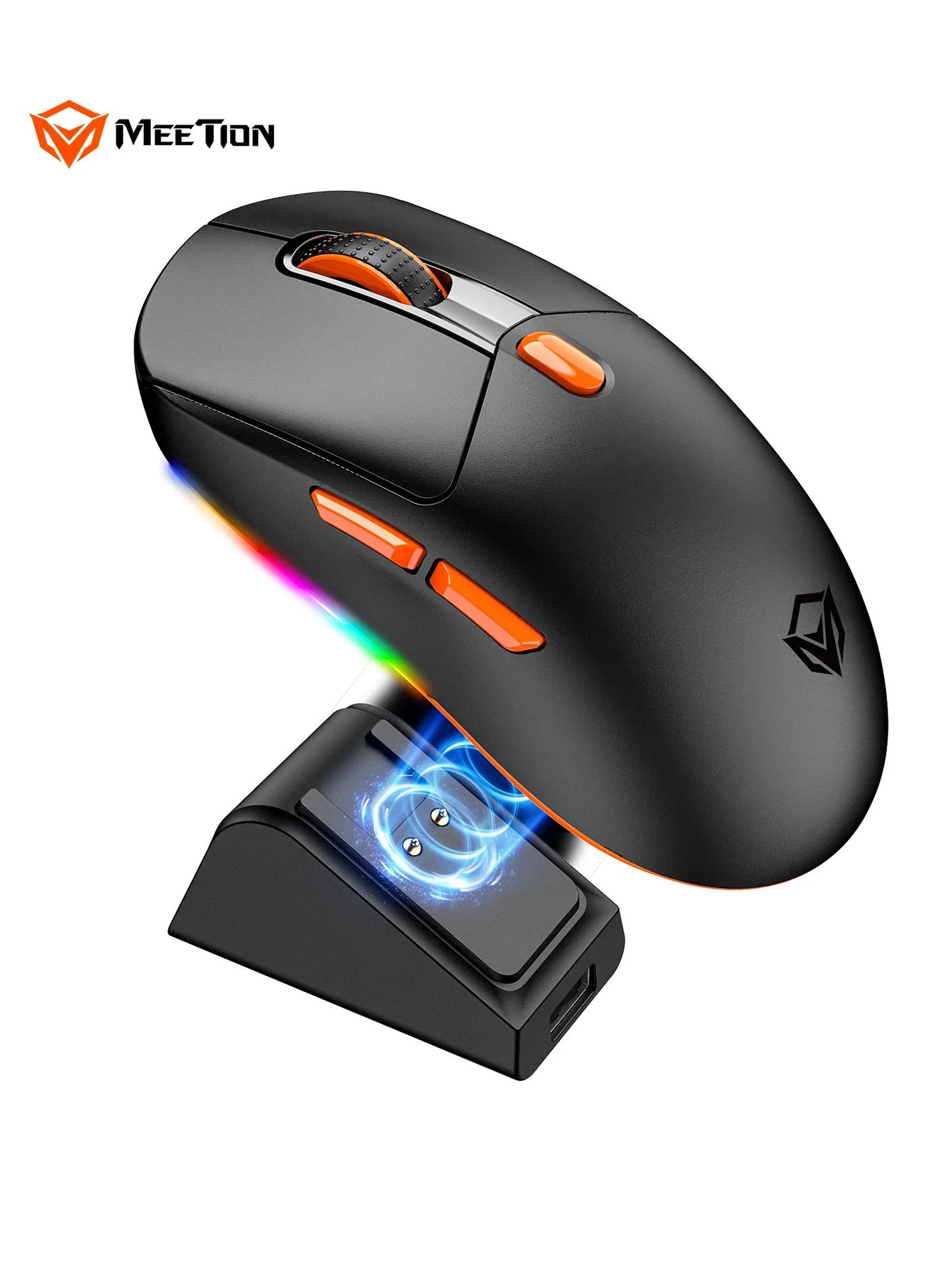 Compare Meetion GW38 Wireless Mouse RGB 2.4Ghz Adjustable DPI 10000 High Quality Magnetic Charging Trimode Gaming Mouse For Computer PC at KSA Price