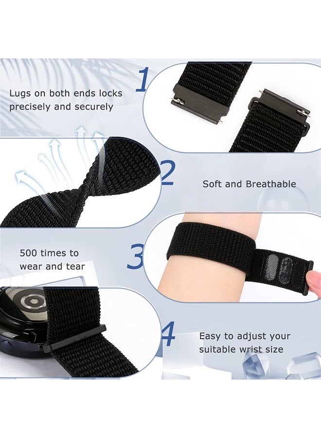 Compare 22mm Nylon Sport Quick Release Replacement Bands Compatible with Samsung Galaxy Watch 3 45mmGalaxy Watch 46mmGear S3 FrontierClassicTicwatch Pro Breathable Nylon Straps Women Men at KSA Price