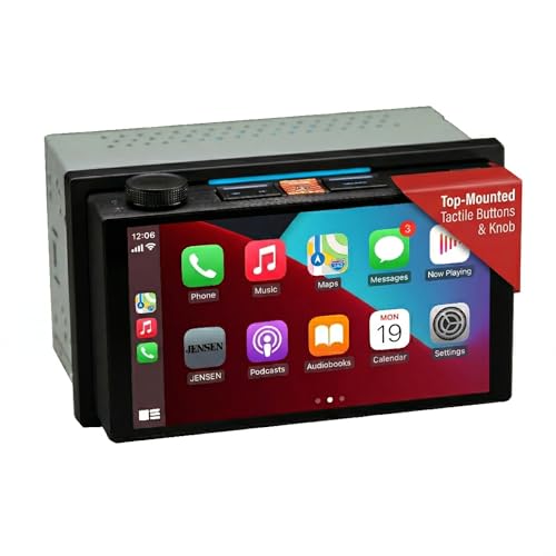 Compare JENSEN J5UP7 7inch Top Mount Control Certified Wireless Apple Carplay Android Auto Double DIN Car Stereo Touchscreen Receiver with Bluetooth IllumiNITE Custom Colors Backup Camera Input at KSA Price