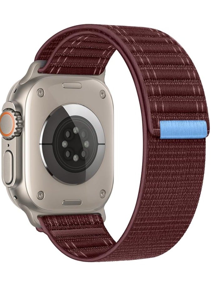 Compare Apple Watch Strap 46mm 45mm 44mm 49mm Men  Braided Sport Loop Band for IWatch Series 10 9 8 7 6 5 4 3SE 2Ultra 2  Breatheable Nylon Fabric Velcro Strap Wine Red at KSA Price