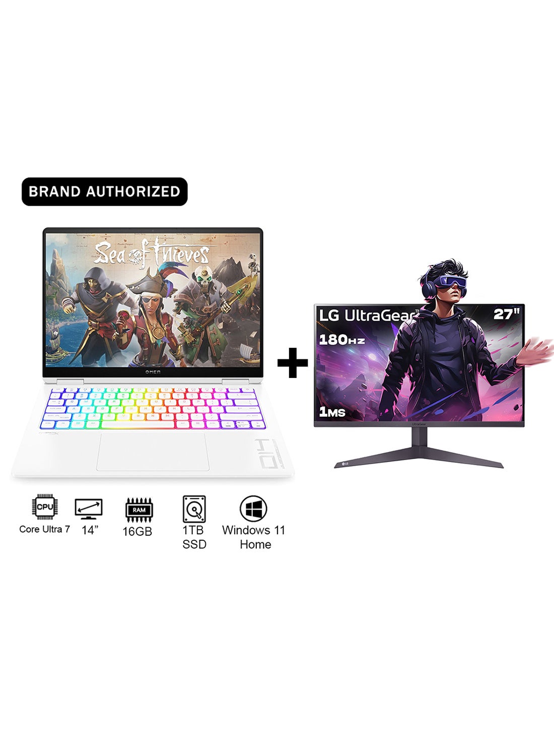 Compare OMEN AE4L3EA Laptop With 14Inch 2.8K Display, Core Ultra 7155H Processor16GB RAM1TB SSD8GB NVIDIA GeForce RTX 4060 GraphicsWindows 11 Home + Gaming Monitor English Ceramic White at KSA Price