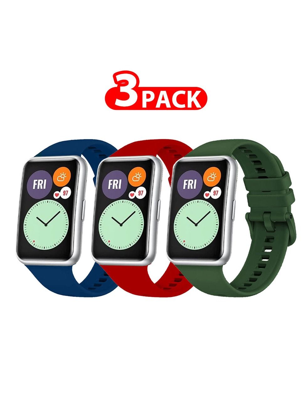 Compare 3 Pack For Huawei Watch Fit 2 Silicone Bracelet Replacement Strap Multicolour 10Only Compatible with Huawei Watch Fit 2 at KSA Price