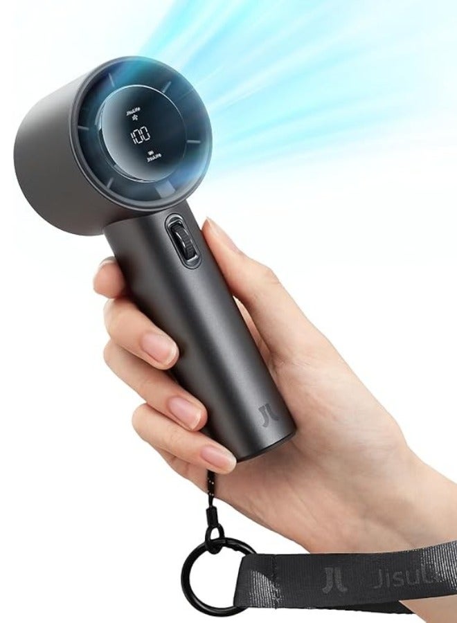 Compare JISULIFE Portable Handheld Fan, Mini USB Rechargeable Fan 19.5Hrs Max Cooling Time, Personal MakeupEyelash Fan, Handheld Fan with Smart LED Digital Display 100Speed Personal Fan for Women Men Travel Camping Outdoor DARK GRAY at KSA Price