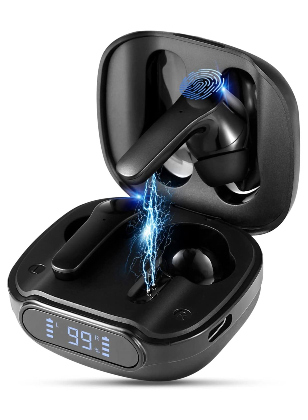 Compare InEar Wireless Low Latency Bluetooth 5.1 Headphones Wireless IPX6 Waterproof USBC LED Battery Charger Sport AndroidIOS Black at KSA Price