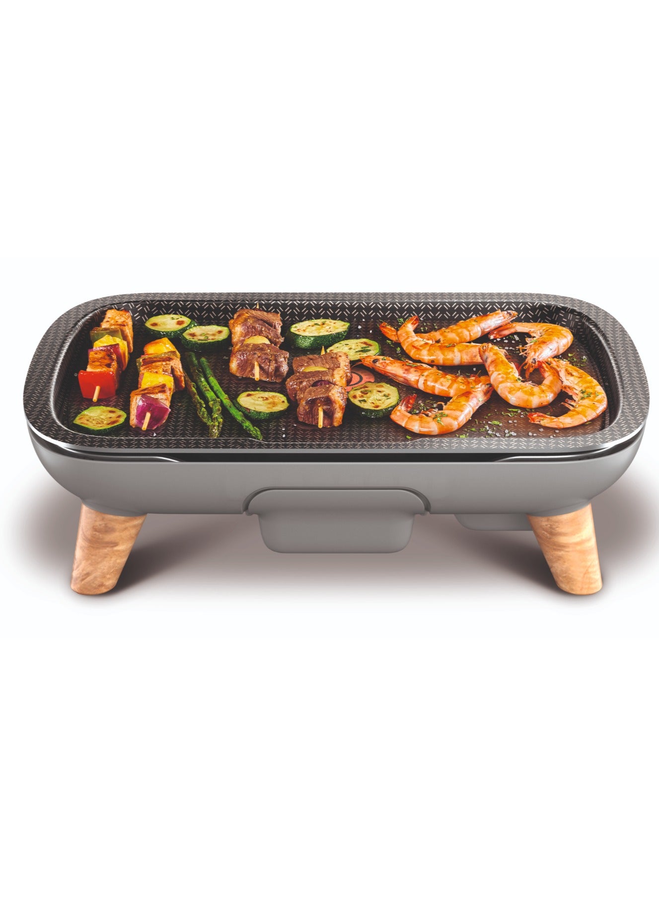 Compare Plancha | Des Saveurs Gourmet Electric Grill | Titanium Force NonStick Coating | Serves up to 8 | Adjustable Thermostat | DishwasherSafe Parts | 2 Years Warranty | 2400 W CB658P27 Grey at KSA Price