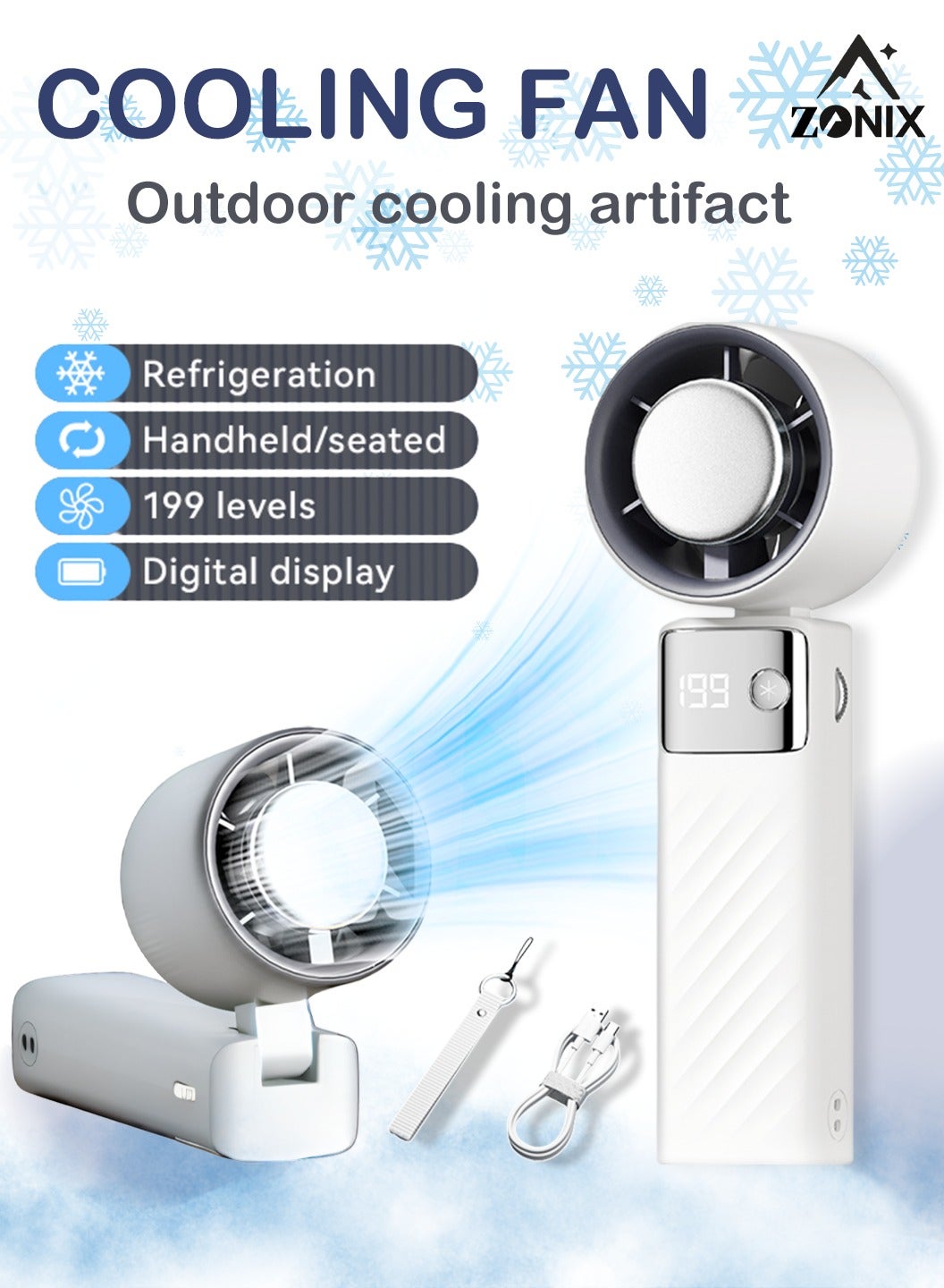 Portable Handheld Fan with 199-Speed Adjustable…